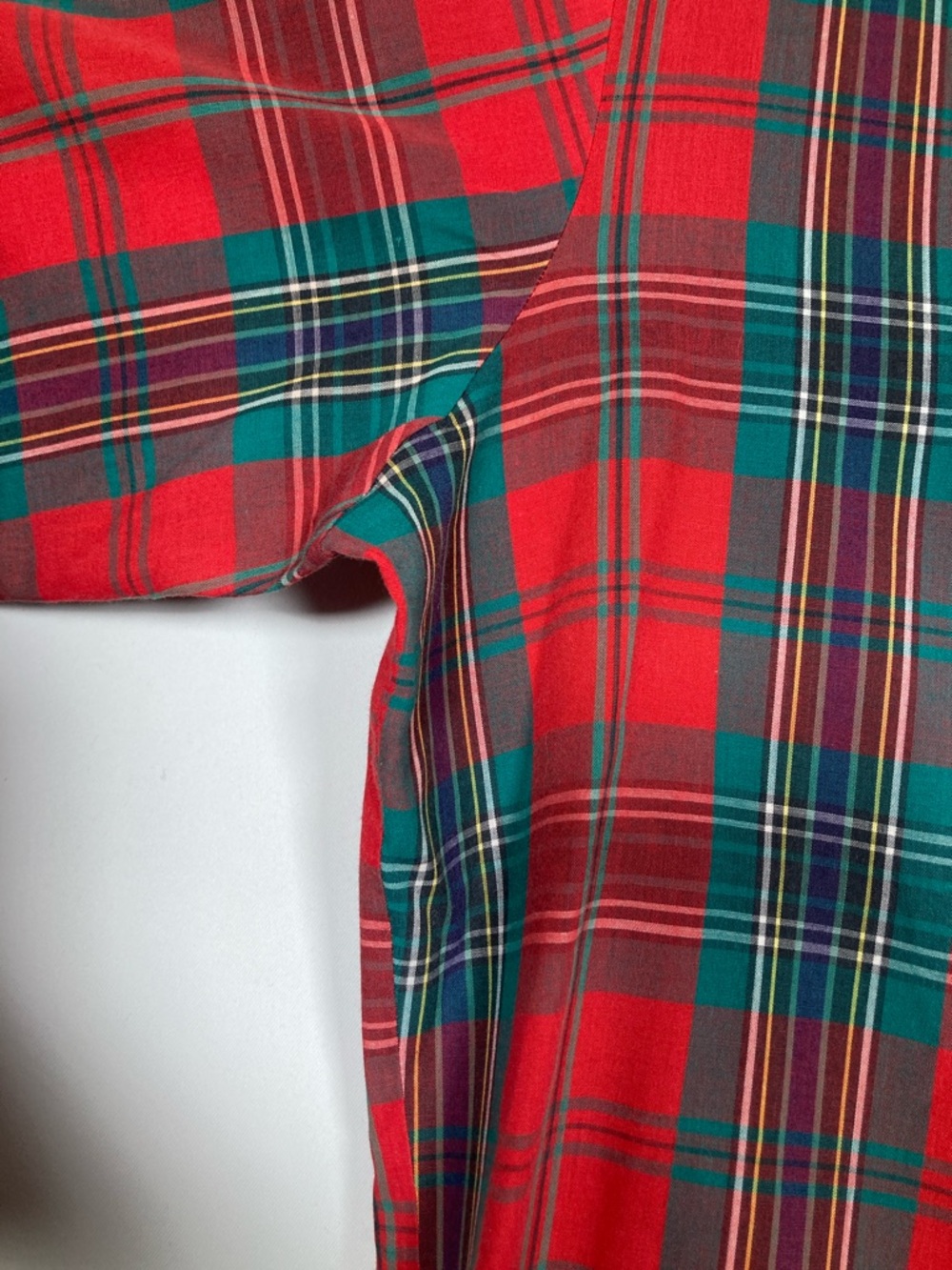Vintage Lee 80s Red & Green Tartan Plaid Button Down Shirt L Preppy Academia - Picture 4 of 9